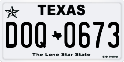 TX license plate DOQ0673