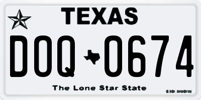 TX license plate DOQ0674