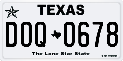 TX license plate DOQ0678