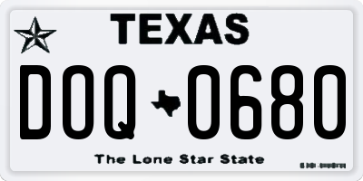TX license plate DOQ0680