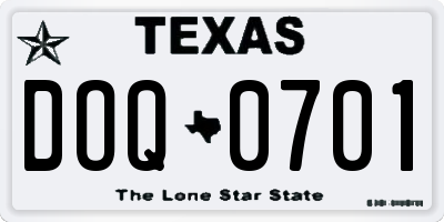 TX license plate DOQ0701