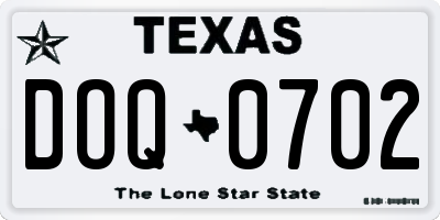 TX license plate DOQ0702