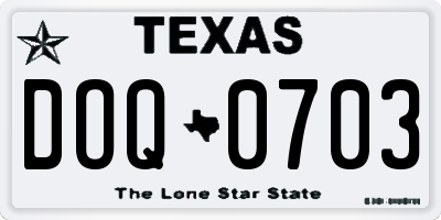 TX license plate DOQ0703