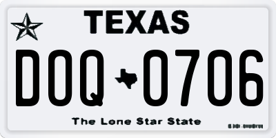 TX license plate DOQ0706