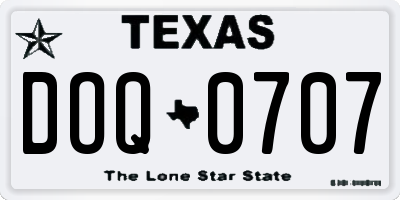 TX license plate DOQ0707