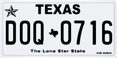TX license plate DOQ0716