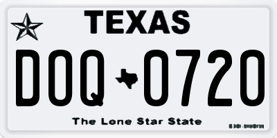 TX license plate DOQ0720
