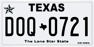 TX license plate DOQ0721