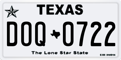 TX license plate DOQ0722