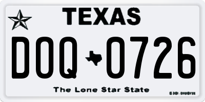 TX license plate DOQ0726