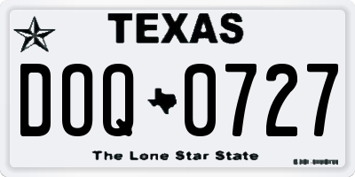 TX license plate DOQ0727