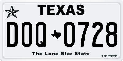 TX license plate DOQ0728