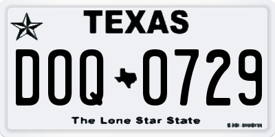 TX license plate DOQ0729