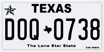 TX license plate DOQ0738