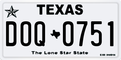 TX license plate DOQ0751