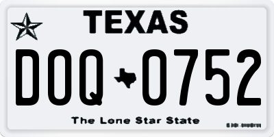 TX license plate DOQ0752