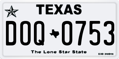 TX license plate DOQ0753