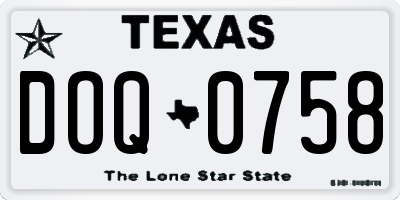 TX license plate DOQ0758