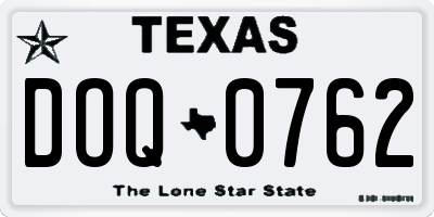 TX license plate DOQ0762