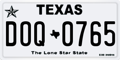 TX license plate DOQ0765