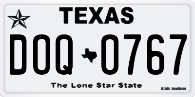 TX license plate DOQ0767