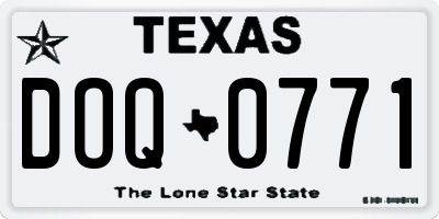 TX license plate DOQ0771