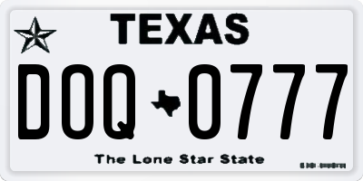 TX license plate DOQ0777