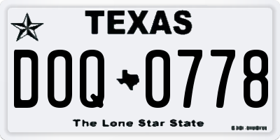 TX license plate DOQ0778