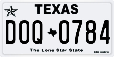 TX license plate DOQ0784