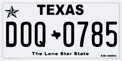 TX license plate DOQ0785