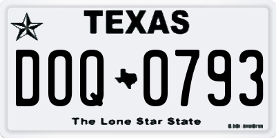 TX license plate DOQ0793