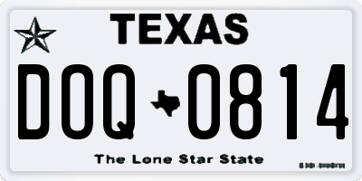 TX license plate DOQ0814