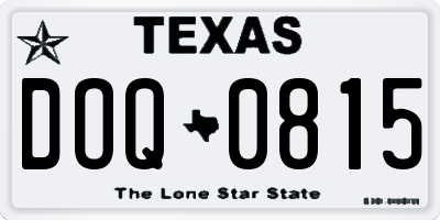 TX license plate DOQ0815