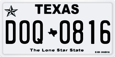 TX license plate DOQ0816