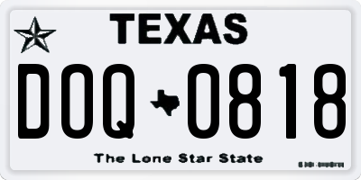 TX license plate DOQ0818
