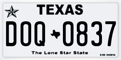 TX license plate DOQ0837