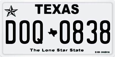 TX license plate DOQ0838