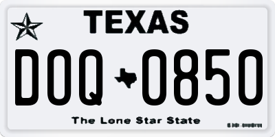 TX license plate DOQ0850