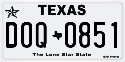 TX license plate DOQ0851