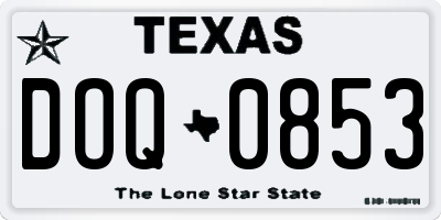 TX license plate DOQ0853