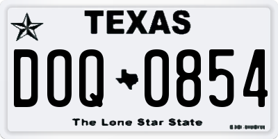 TX license plate DOQ0854
