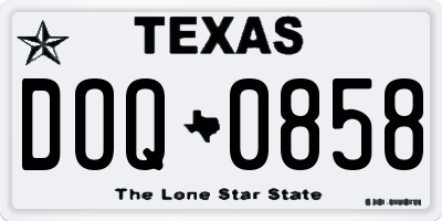 TX license plate DOQ0858