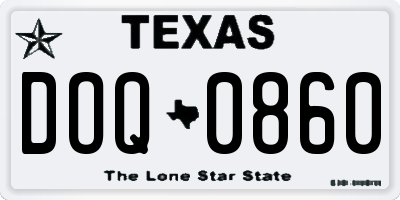 TX license plate DOQ0860