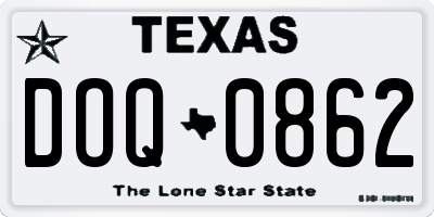 TX license plate DOQ0862