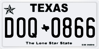 TX license plate DOQ0866