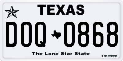 TX license plate DOQ0868