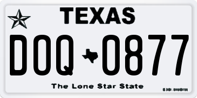 TX license plate DOQ0877