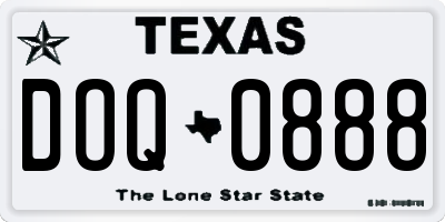 TX license plate DOQ0888