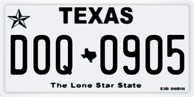 TX license plate DOQ0905