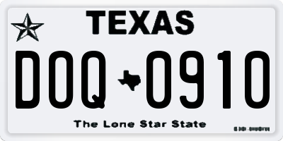 TX license plate DOQ0910